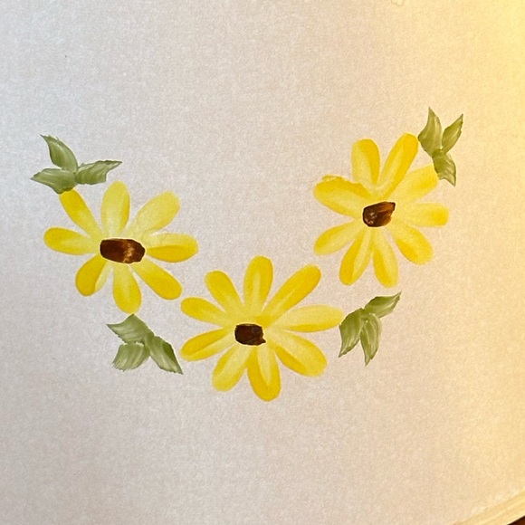 🌟2xHP🌟VTG 1950s-60s Hand Painted Sunflower Motif Ceramic Ginger Jar Lamp - Picture 3 of 14